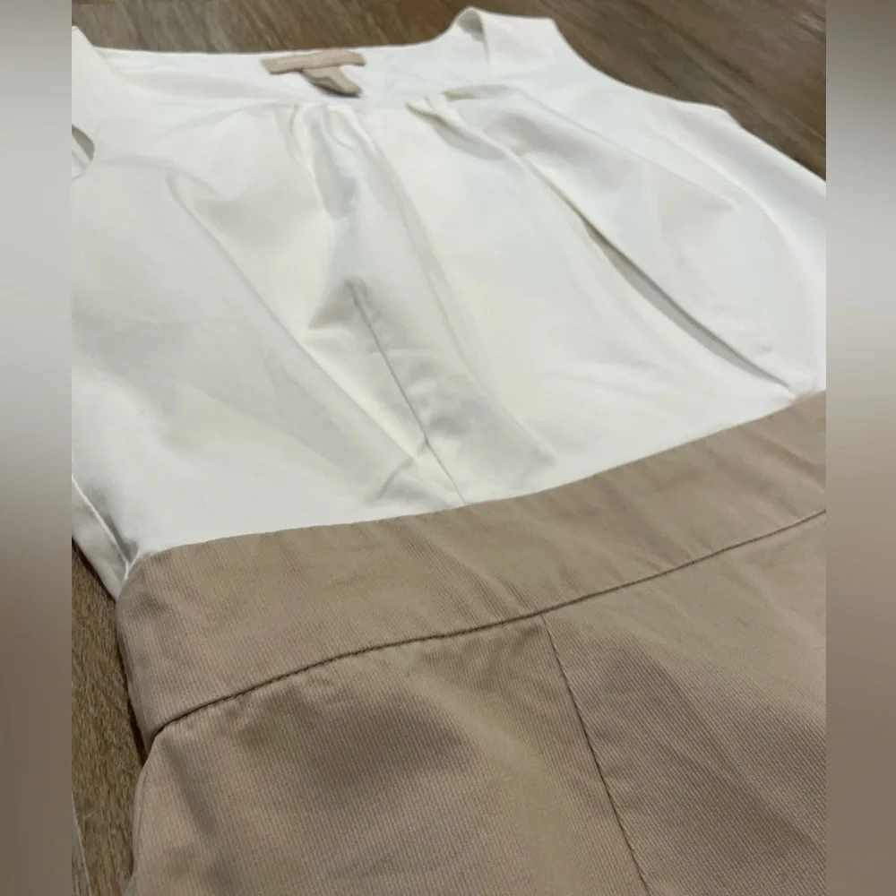 Banana Republic White and Tan Sleeveless Dress- Size 2 - Picture 4 of 12